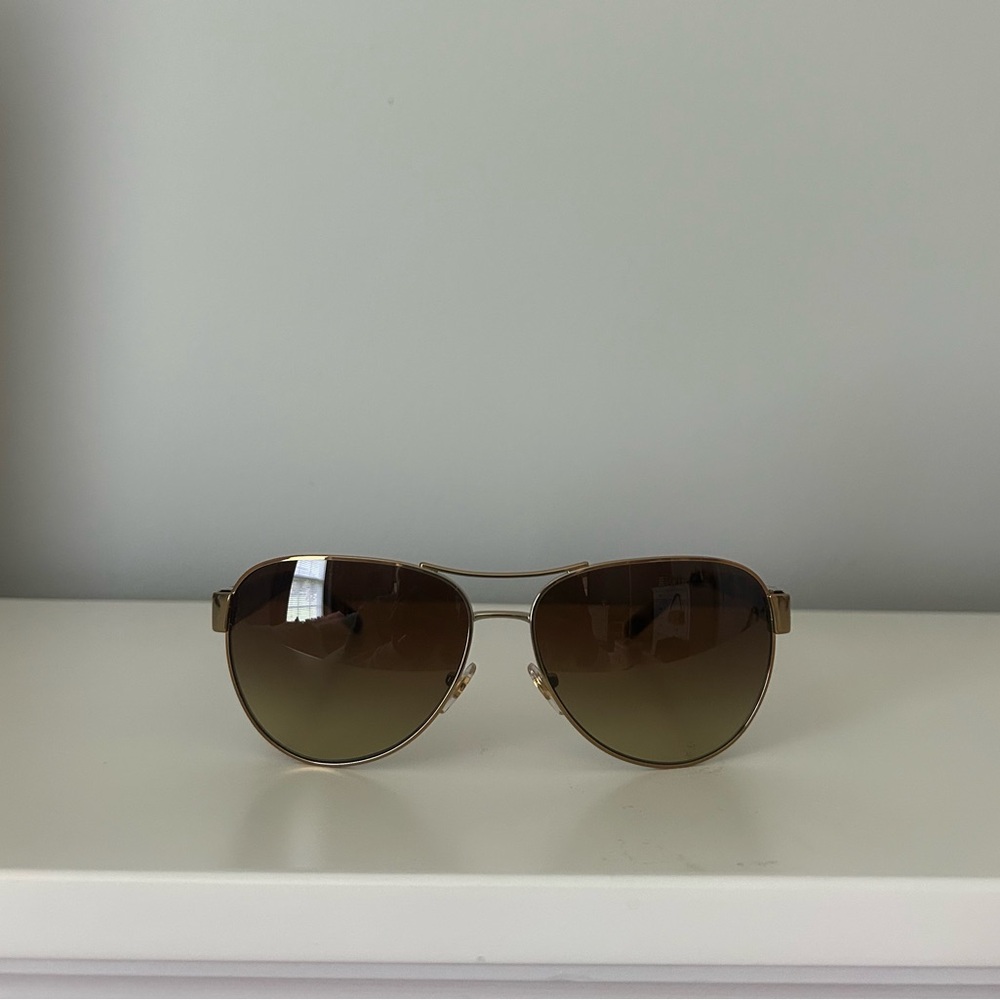 Tory Burch Gold Brown Aviator Sunglasses